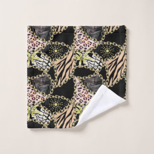 Fashionable, abstract, chains, tiger skin. wash cloth