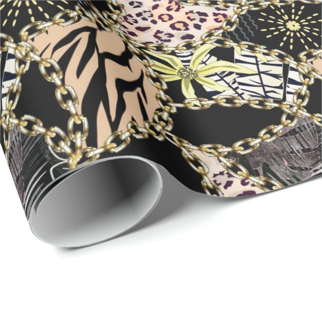 Fashionable, abstract, chains, tiger skin. wrapping paper (Roll Corner)