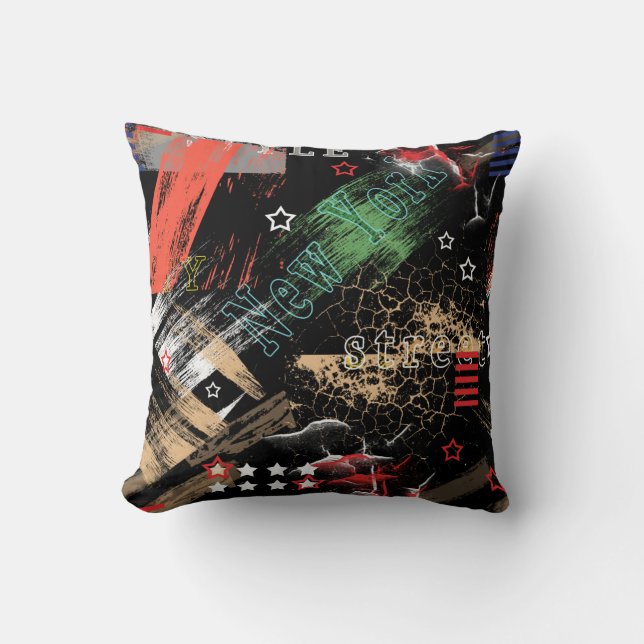 Fashionable abstract grunge throw pillow (Front)