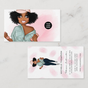 Fashionable Afro Fitness Instructor Girl Business  Card