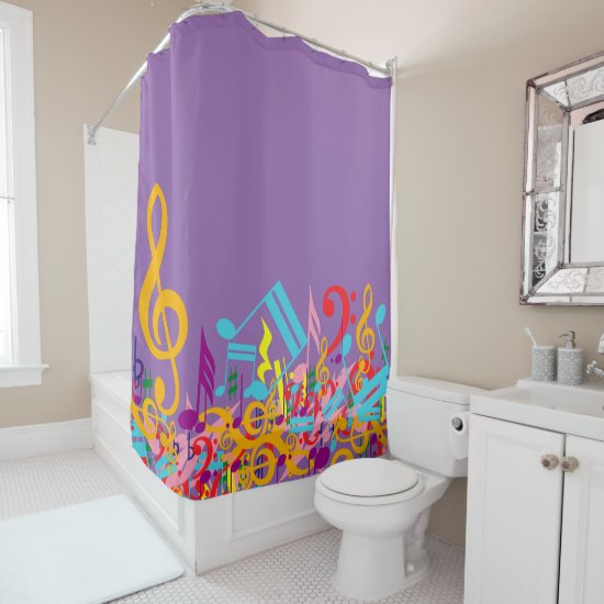 Fashionable Amethyst Orchid mixed musical notes Shower Curtain