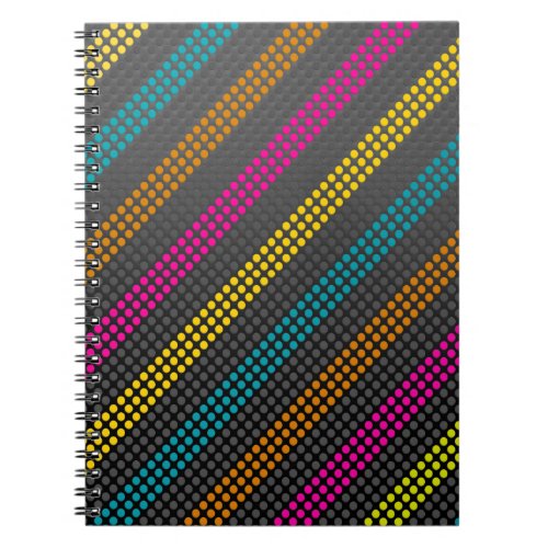 Fashionable and cool colourful dots and stripes notebook