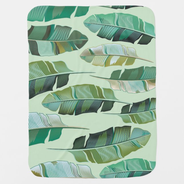 Fashionable Banana Plants Tropical Illustration Baby Blanket (Front)