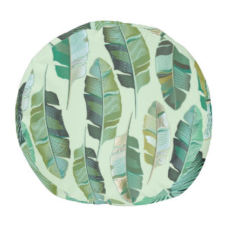 Fashionable Banana Plants Tropical Illustration Pouf
