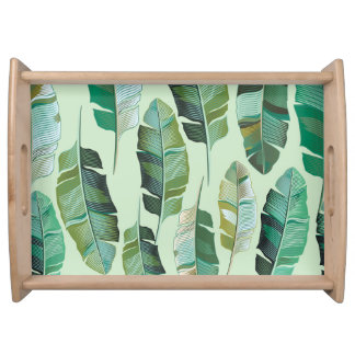 Fashionable Banana Plants Tropical Illustration Serving Tray