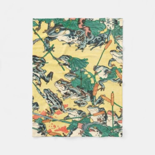 Fashionable Battle Of Frogs By Kawanabe Kyosai Fleece Blanket
