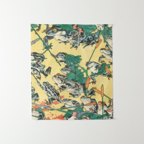 Fashionable Battle Of Frogs By Kawanabe Kyosai Tapestry