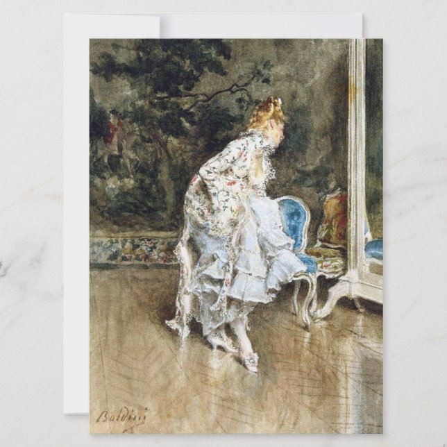 Fashionable Beauty Admiring Herself in the Mirror Card (Front)