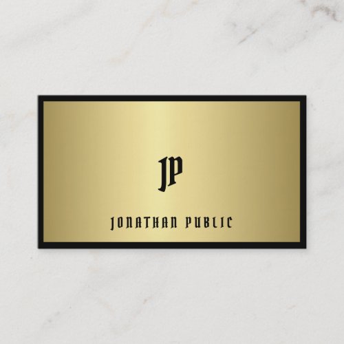 Fashionable Black And Gold Monogram Glamour Plain Business Card
