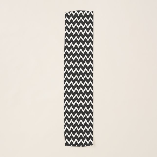 Fashionable Black And White Chevron Scarf (Front)