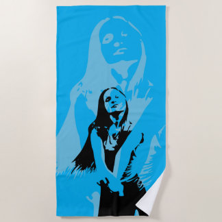 Fashionable Black Dancing Girl Silhouette Beach Towel