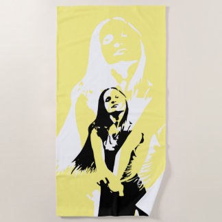 Fashionable Black Dancing Girl Silhouette Beach Towel