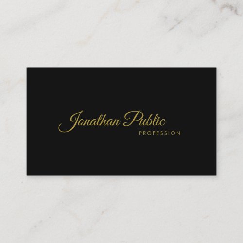 Fashionable Black Gold Calligraphy Script Minimal Business Card