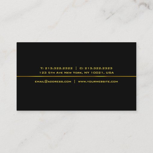 Fashionable Black Gold Modern Professional Sleek Business Card | Zazzle