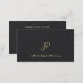 Fashionable Black Gold Text Font Monogram Unique Business Card (Front/Back)