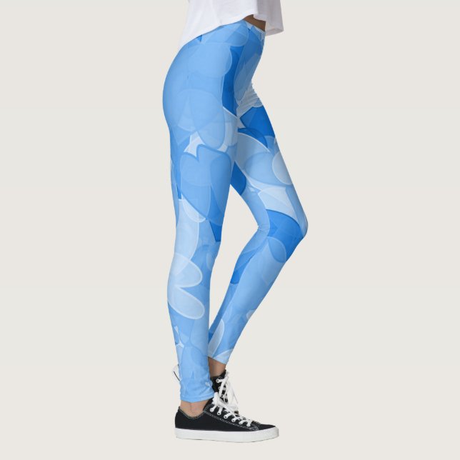 Fashionable Blue Ladies' Pants, Blue Hearts Womens Leggings (Right)