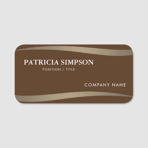 Fashionable Chic Brown  Golden Earth Tone Ribbons Name Tag