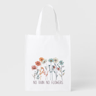 Fashionable colorful wildflowers grocery bag