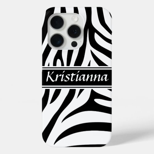 Fashionable Customizable Black White Zebra Pattern iPhone 15 Pro Case