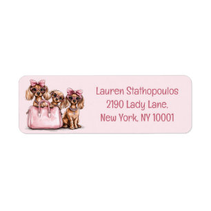 Fashionable Dachshund Dogs Pink Purse Label