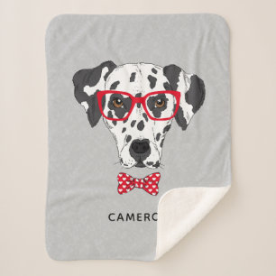 Fashionable Dalmatian Add Your Name Sherpa Blanket