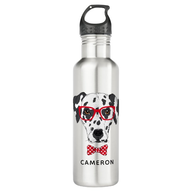 Fashionable Dalmatian | Add Your Name Stainless Steel Water Bottle (Front)