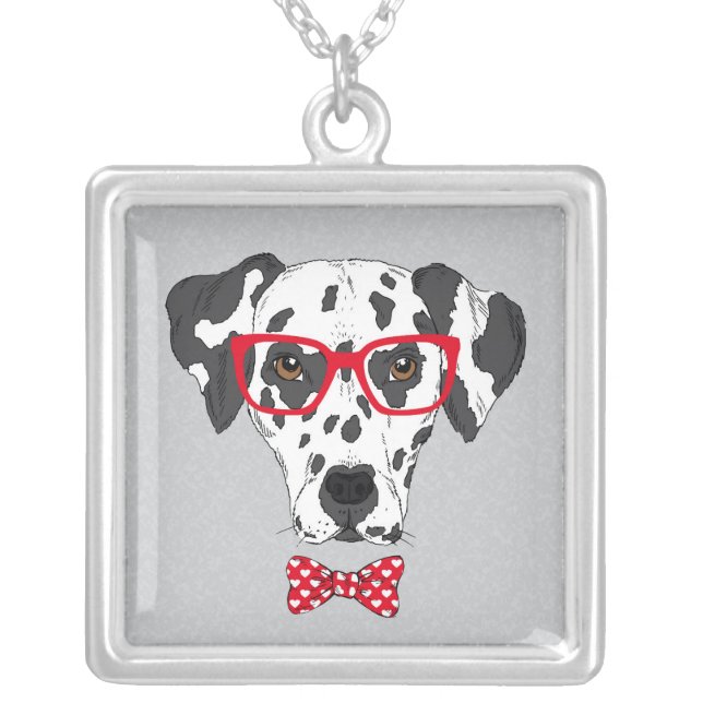 Fashionable Dalmatian Silver Plated Necklace (Front)