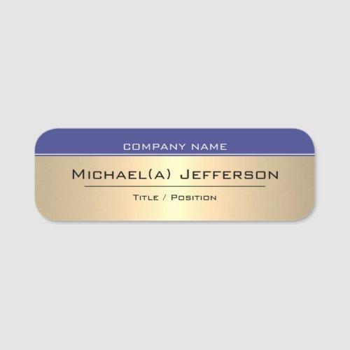 Fashionable Dark Blue  Luxury Gold Metallic Chic Name Tag