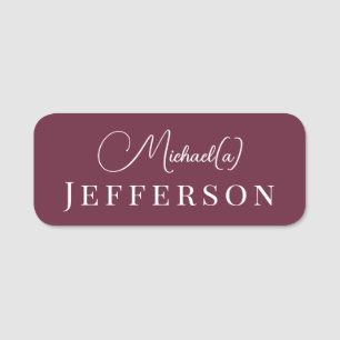 Fashionable Dark Ruby Red Handwritten Professional Name Tag