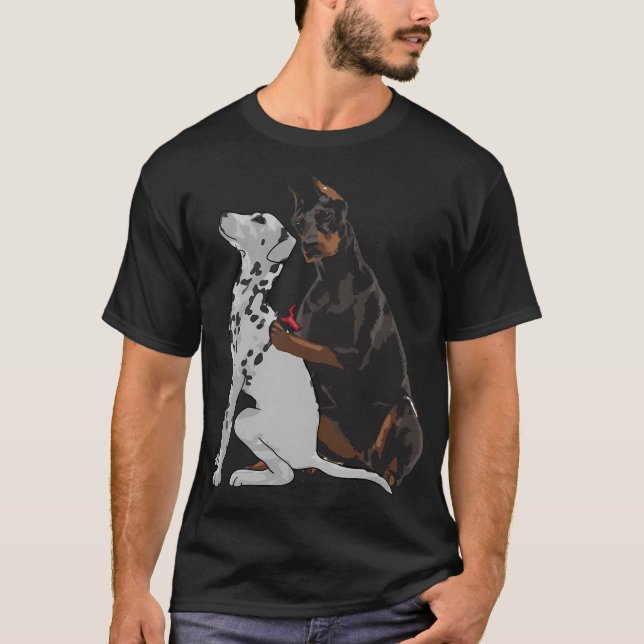 Fashionable Doberman Tattooing Dalmatian Dog T-Shirt (Front)
