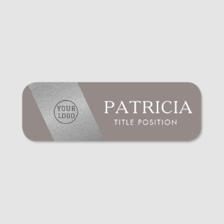 Fashionable Driftwood Grey Silver Glitter Name Tag