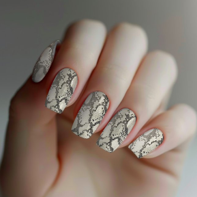 Fashionable Elegant Beige Snake Skin Motif Minx Nail Art (Creator Uploaded)