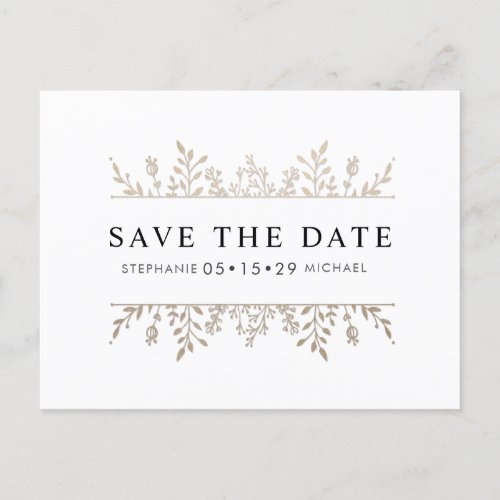 Fashionable Elegant Rose Gold Chic Save the Date Announcement Postcard