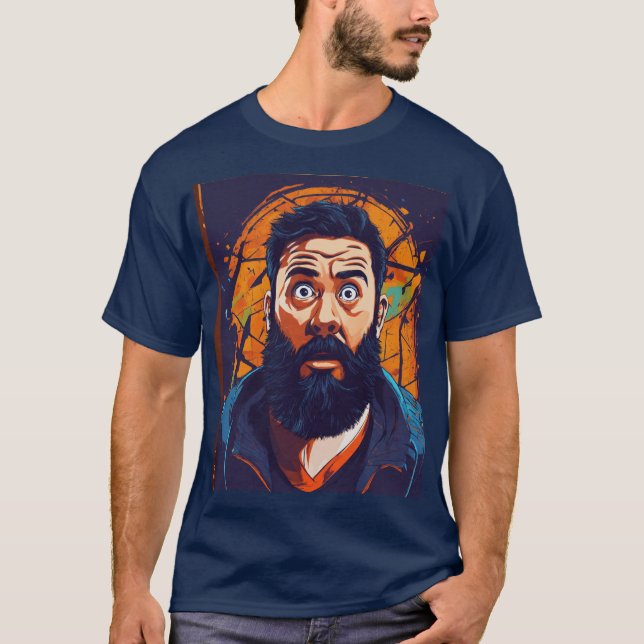 # fashionable fas: men tshirt with unique print. (Front)