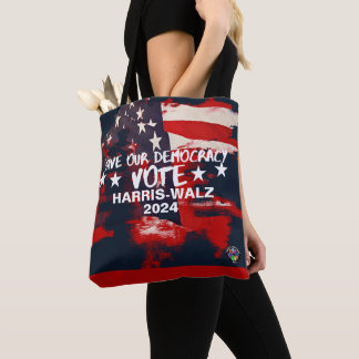 Fashionable Flag motif Vote Harris-Walz 2024 Tote