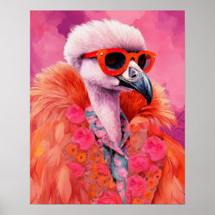 Fashionable Flamingo Funky Art Print
