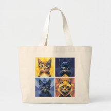 Fashionable Four panel Cats Geometric Stylist Tote