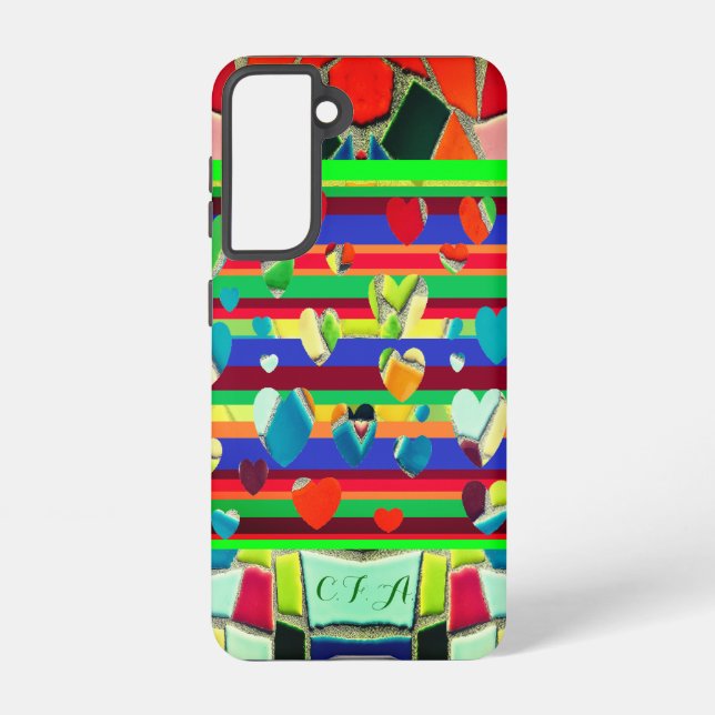 Fashionable Fun Hearts Mosaic Art Samsung Galaxy Case (Back)