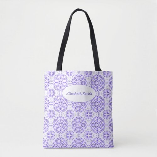 Fashionable Functionality lilac pattern and name Tote Bag