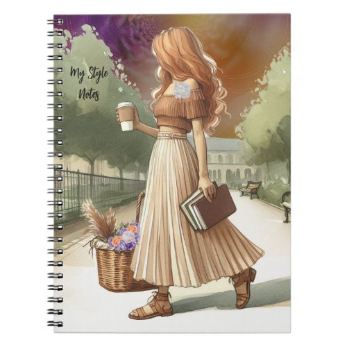 Fashionable Ginger Hair Girl with Booksboo Journal
