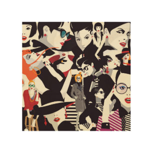 Fashionable girls collage: pop art