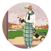 Fashionable Golf Attire Classic Round Sticker Fashionable Golf Attire Classic Round Sticker