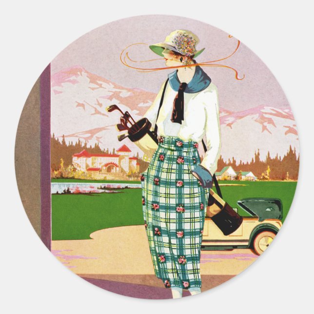 Fashionable Golf Attire Classic Round Sticker (Front)