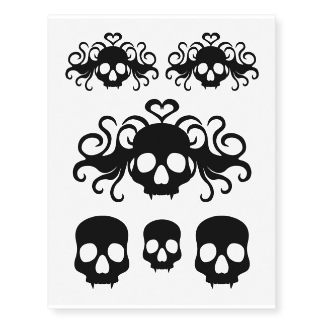 Fashionable Goth Halloween Temporary Tattoos (Front)