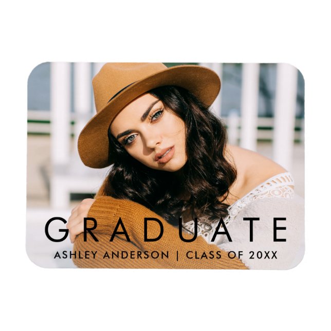Fashionable Graduation Photo Announcement Magnet (Horizontal)