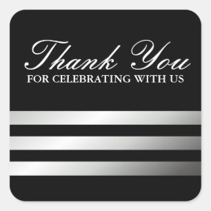 Fashionable gray gradient stripes thank you square sticker