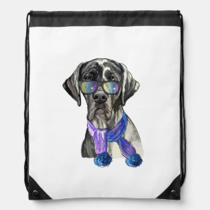 Fashionable Great Dane hipster Bath Towel Drawstring Bag