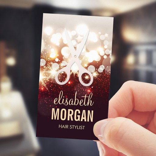 Customizable Fashionable Hair Stylist - Gold Glitter Sparkle Business Card