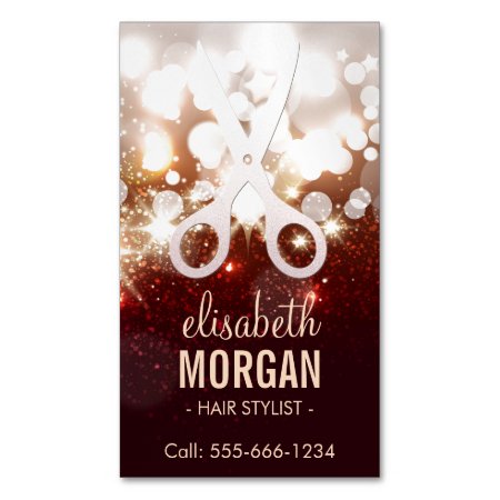 Fashionable Hair Stylist - Gold Glitter Sparkle Business Card Magnet