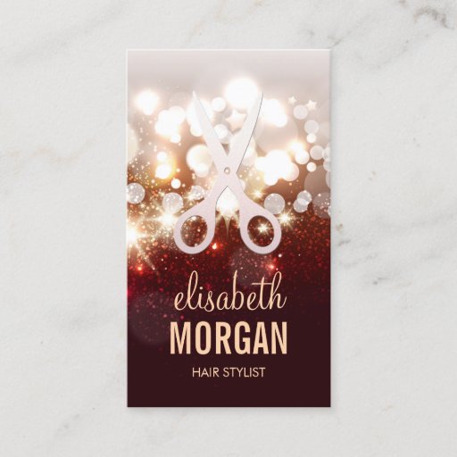 Customizable Fashionable Hair Stylist Gold Sparkle Appointment Business Card Template